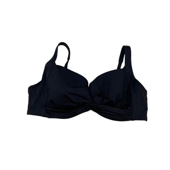 Lands' End Other - Lands' End Swim Top Womens Sz 14 Twist Front Underwire Black Bikini Padded